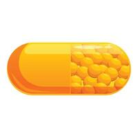 Orange capsule containing micro granules is showing medical innovation vector