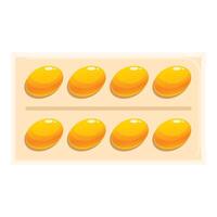 Blister pack containing oval shaped yellow vitamins or pills vector