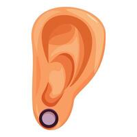 Human ear with earring showing auricle lobule and tragus vector