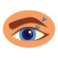 Blue eye with eyebrow piercing showing concept of body piercing vector