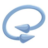 Circular barbell piercing with conical heads pointing in opposite directions vector