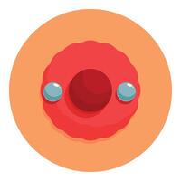 Oxygen atom model with nucleus and electrons rotating around it vector
