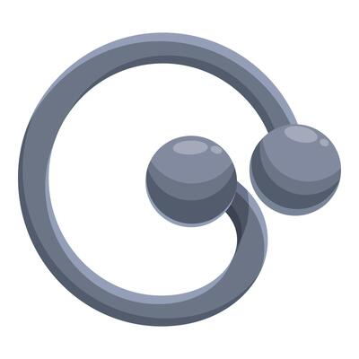 Circular barbell piercing holding two balls together