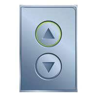 Modern elevator button panel showing up and down direction with green light vector