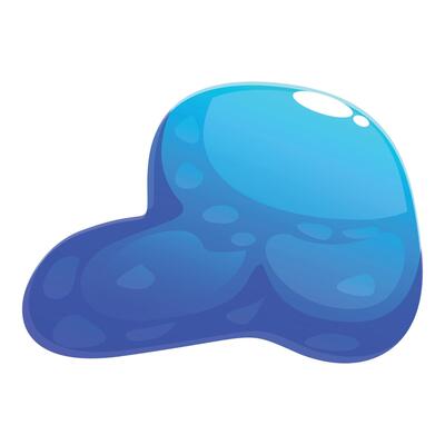 Blue slime dripping spreading cartoon goo liquid