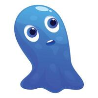 Blue slime monster looking surprised with open mouth vector