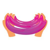 Person playing with purple slime toy vector