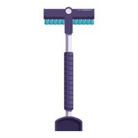 Snow brush and ice scraper combining cleaning functions for winter car care vector