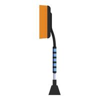 Car snow brush with scraper removing ice from windshield vector
