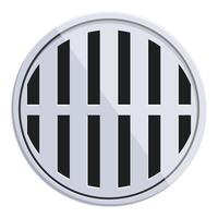 Round manhole cover casting a shadow on white background vector