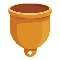 Empty hanging flower pot made of clay with hole for hanging on wall or ceiling vector