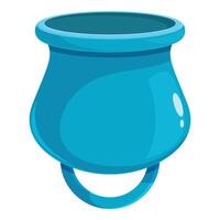 Blue witch cauldron with handle for potion brewing vector