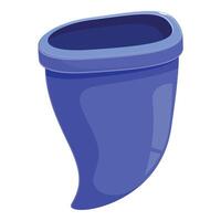 Blue trash can standing open with oval top vector