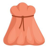 Red cloth bag holding valuable contents tied securely with string vector