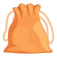 Orange cloth bag standing with drawstring closing vector