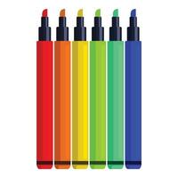 Set of colorful highlighter markers standing up in a row vector