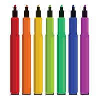 Set of colorful highlighter pens standing up in a row vector