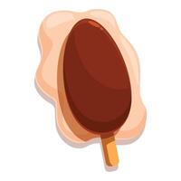 Chocolate covered ice cream bar melting on white background vector