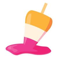 Melting ice cream popsicle dripping on the ground vector
