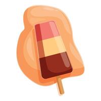 Melting ice cream on a stick with three flavors vector
