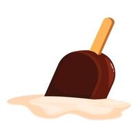 Chocolate ice cream bar melting on white background vector