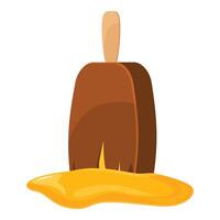 Chocolate ice cream melting on the ground with yellow topping vector
