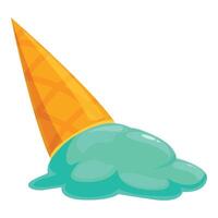 Turquoise ice cream dropping from waffle cone vector
