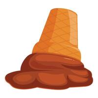 Chocolate ice cream cone melting on the ground vector