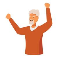 Happy senior man cheering with his fists raised in the air vector