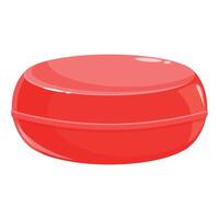 Red round soap bar with glossy surface on white background vector