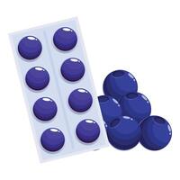 Blister pack lying near scattered blueberries providing natural vitamins vector