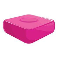 Pink square shaped soap bar with rounded edges on white background vector