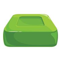Green square button with concave top surface vector