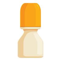 Roll on deodorant with yellow cap staying upright on white background vector