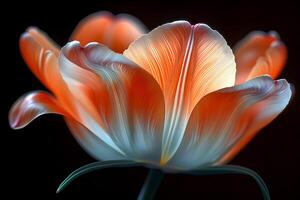 Macro Photography of a Glowing Orange and White Flower Petals - Perfect for Print, Card, Poster Design photo