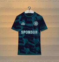 Sports uniform jersey design with an abstract pattern in dark green and black vector