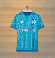 Sports uniform jersey design with abstract pattern of small particles in blue color vector