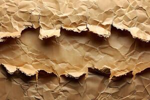 Abstract Textured Background of Brown Torn and Wrinkled Paper for Design Projects photo