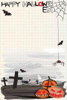 Happy Halloween with graveyard landscape hand drawn style on notebook paper vertical background graphic illustration. Flyer or invitation vertical template for Halloween party with blank space. vector