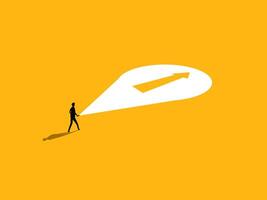 Discover the path to success. Businessman manager shines a light to lead the way vector