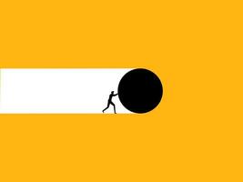 Determination and effort. Businessman pushing a circle vector