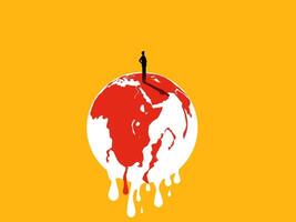 global warming. Businessman standing thinking about the problem of global melting vector
