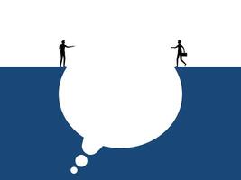 two people standing in front of a speech bubble with a thought bubble above them vector