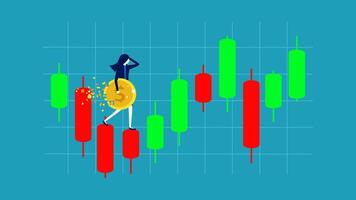 a man is walking up a ladder with a coin vector