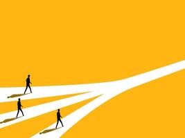 Same destination. Different businessman walk the same path for opportunities vector