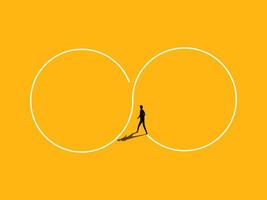 Business cycle, never ending work, iterative process, businessman living in a cycle vector