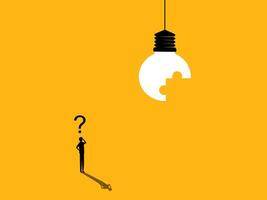 Businessman thinks of a solution to the light bulb problem vector