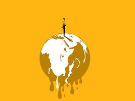 Global warming crisis. Businessman standing on the melting world vector