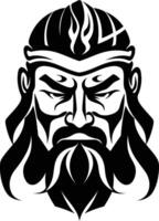 A chinese warrior with a beard and a hat vector