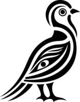 A black and white image of a bird with a long tail vector
